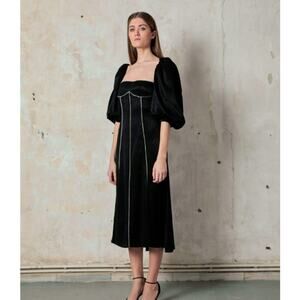 F.ILKK Embellished Puff Sleeve Midi Dress